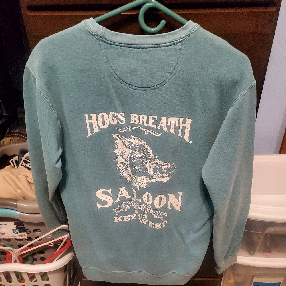 Hogs Breath Saloon Key West Comfort Colors Teal Crewneck Sweater, Size Small‎